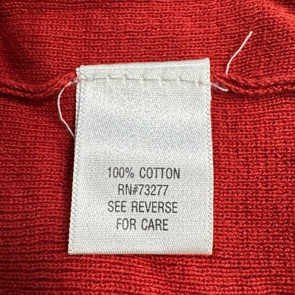 (L) ELLE Dark Orange Empire Waist Short Sleeve Sweater w/ Buttons - Picture 10 of 11